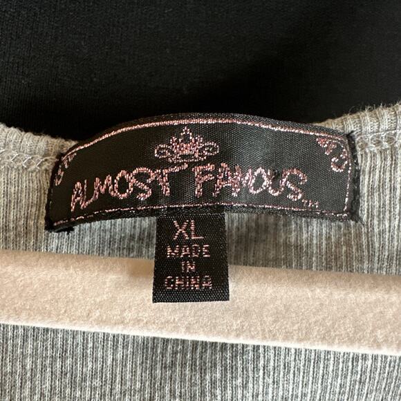 Vintage Almost Famous Sequin Tank Top Gray Y2K Womens XL Aztec Boho Ribbed Party - Picture 8 of 10